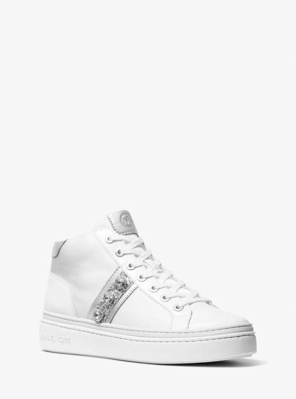 商品Michael Kors|Chapman Embellished Leather and Canvas High-Top Sneaker,价格¥670,第1张图片
