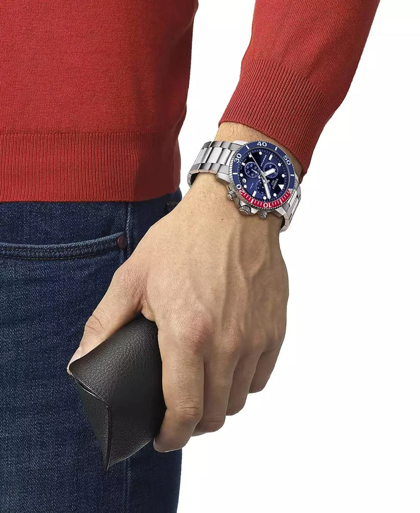 商品Tissot|Men's Swiss Chronograph Seastar 1000 Stainless Steel Bracelet Watch 46mm,价格¥4656,第5张图片详细描述