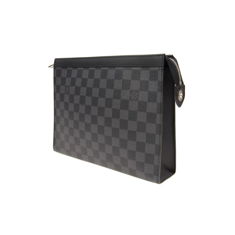 Louis Vuitton/路易威登 Pochette Voyage 中号黑棋盘格男士手拿包 N41696 送男友礼物 商品