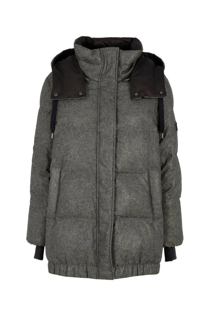商品Brunello Cucinelli|BRUNELLO CUCINELLI Techno lamé wool down jacket with detachable hood and Precious Patch,价格¥18092,第1张图片