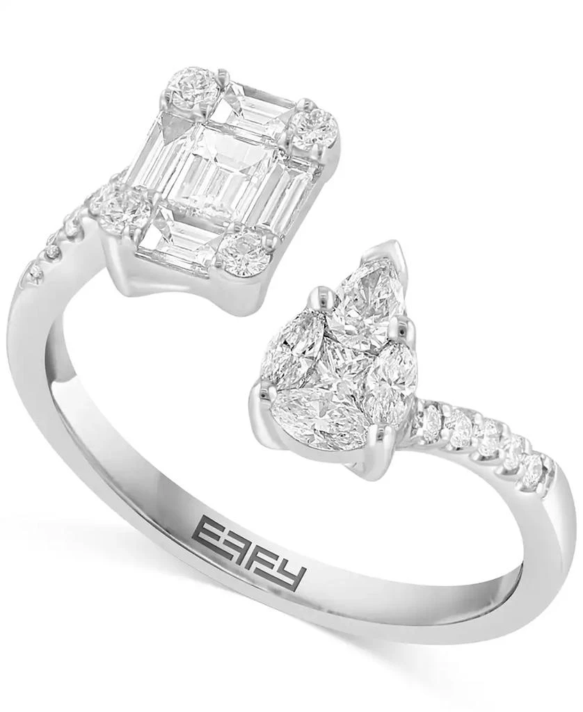 商品Effy|EFFY® Diamond Multi-Cut Cluster Cuff Ring (3/4 ct. t.w.) in 14k White Gold,价格¥31276,第1张图片