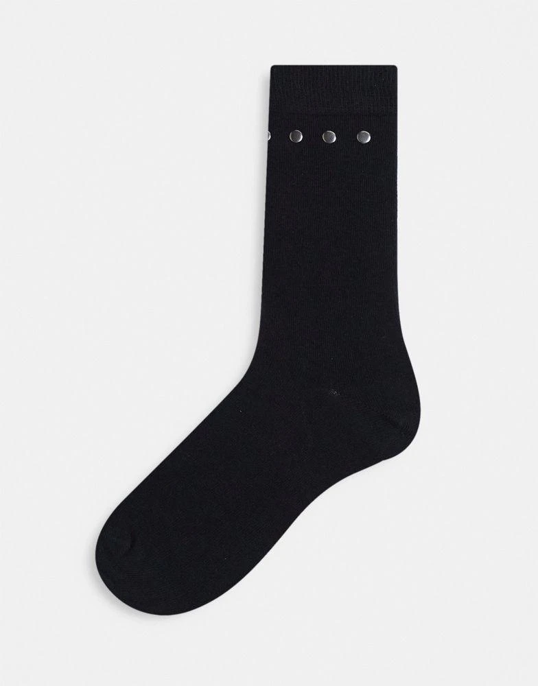 商品ASOS|ASOS DESIGN ankle socks in black with studs,价格¥48,第1张图片