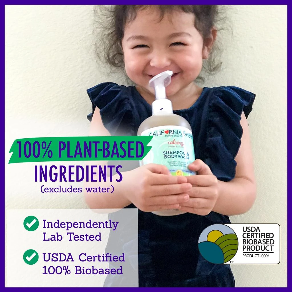 商品California Baby|California Baby Calming Lavender Shampoo and Body Wash | 100% Plant-Based (USDA Certified) | Hypoallergenic Baby Soap for Dry, Sensitive Skin | 562 mL / 19 fl. oz.,价格¥153,第4张图片详细描述