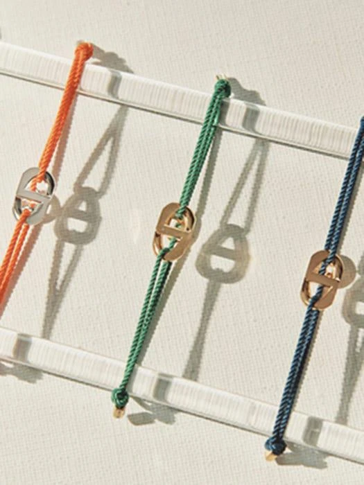 商品hyeres-lor|Erite Silver Curve Emblem String Bracelet_Green,价格¥993,第3张图片详细描述