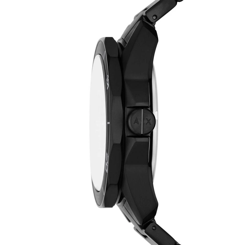 商品Armani Exchange|Men's Quartz Three Hand Date Black Stainless Steel Watch 44mm,价格¥1580,第2张图片详细描述