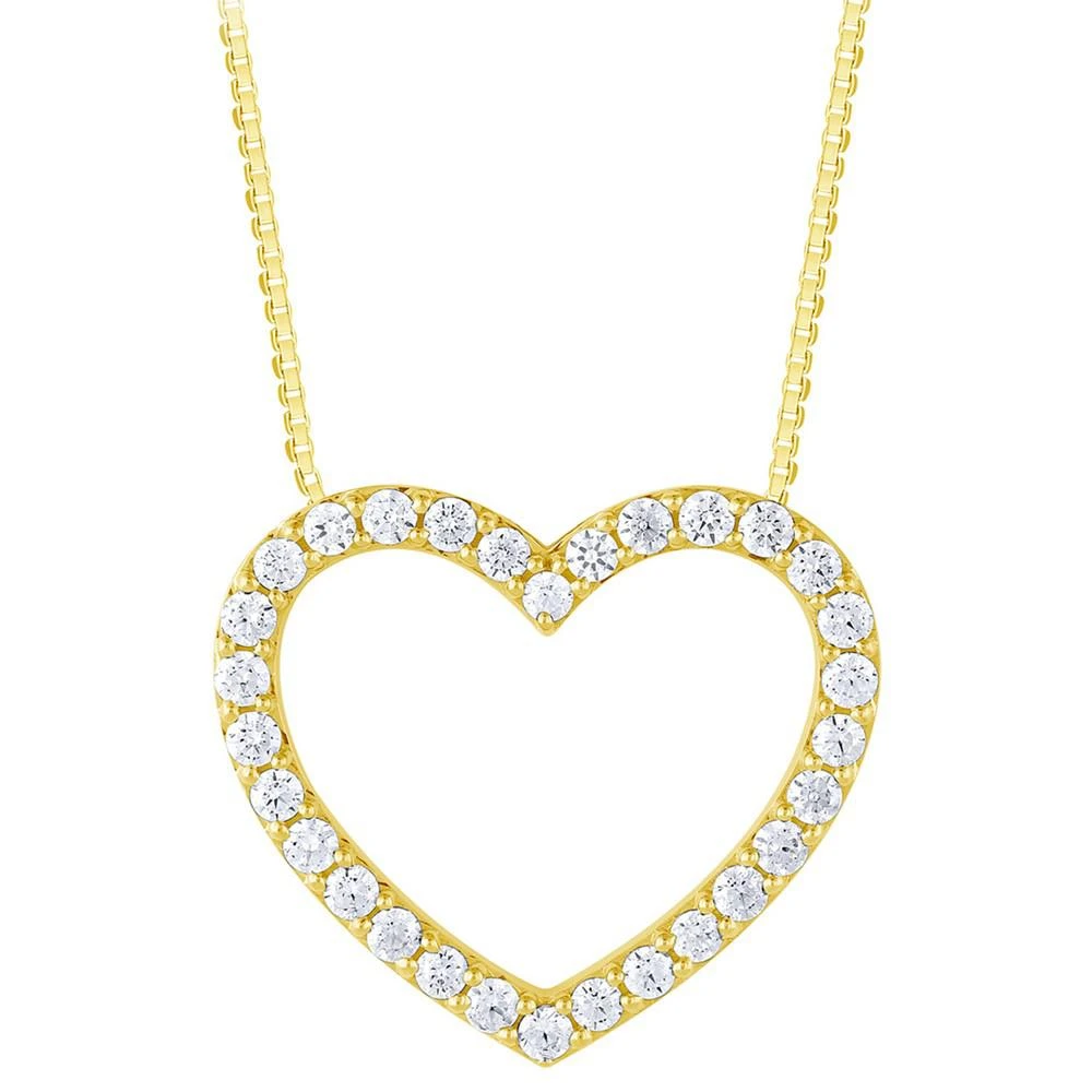 商品Macy's|Diamond Open Heart Pendant Necklace (1 ct. t.w.) in 14k Gold, 16" + 2" extender,价格¥8133,第4张图片详细描述