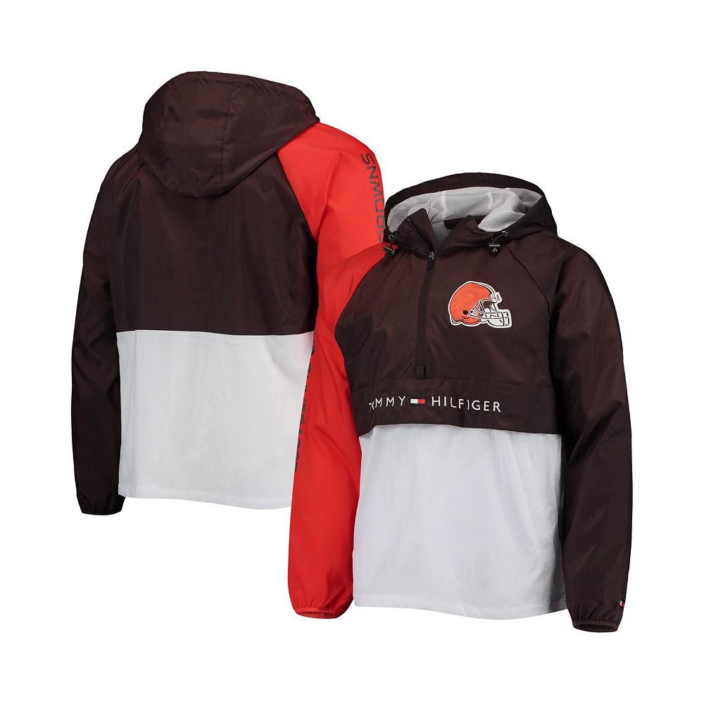 Men's Brown, Orange Cleveland Browns Raglan Half-Zip Pullover Top商品第1张图片规格展示