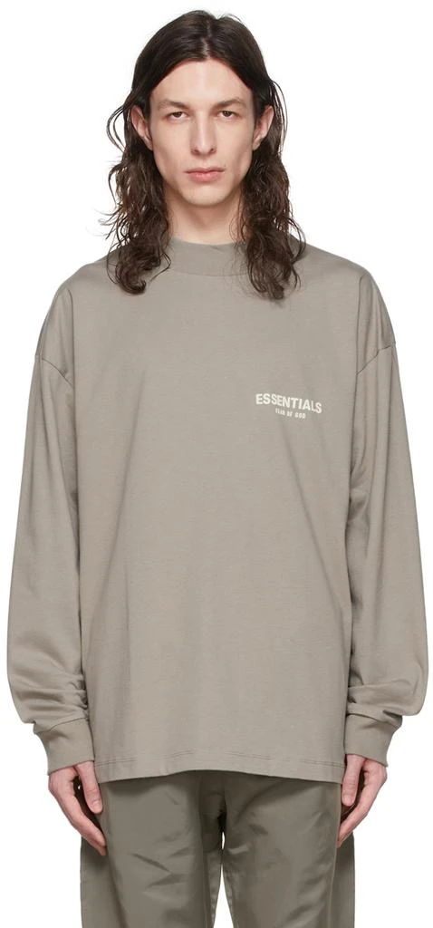 Fear of God ESSENTIALS Taupe Cotton Long Sleeve T-Shirt 1