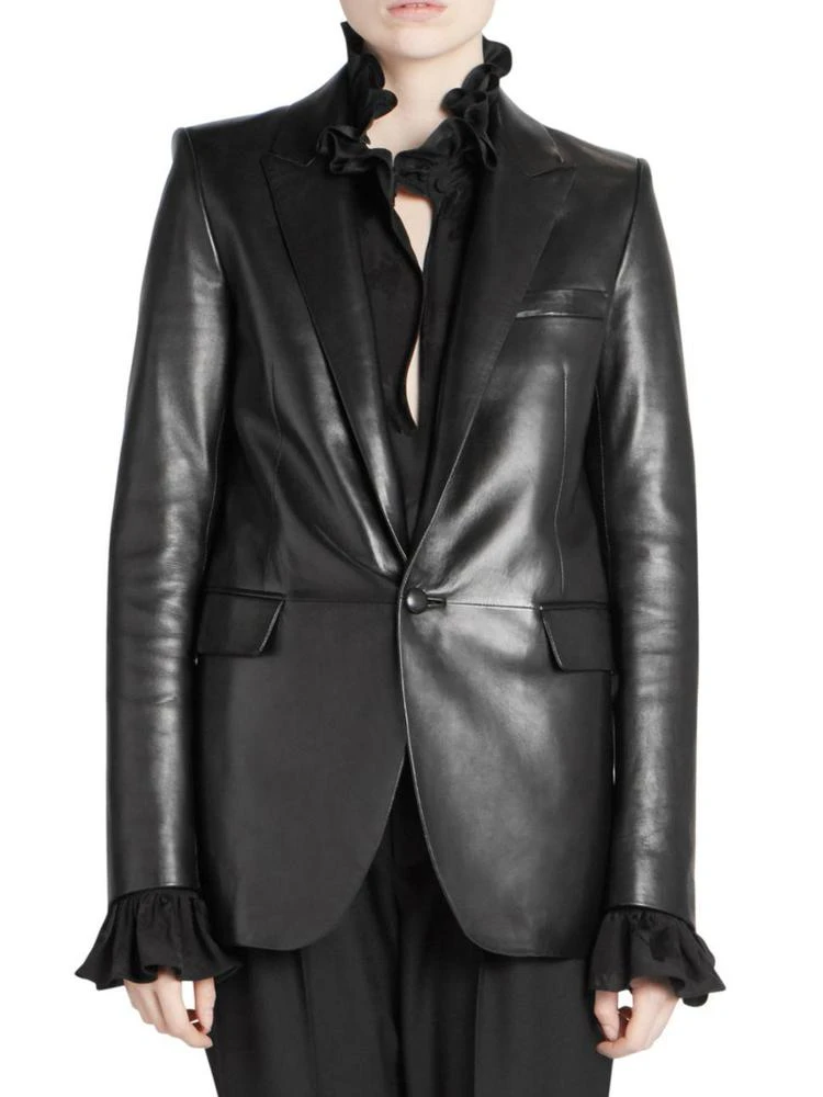 商品Yves Saint Laurent|Saint Laurent - Long Leather Blazer,价格¥13409,第1张图片