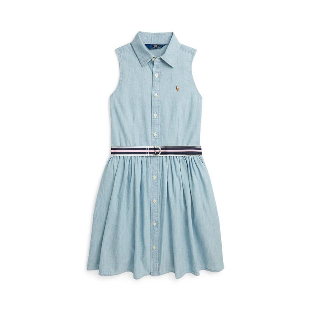 商品Ralph Lauren|Big Girls Belted Cotton Chambray Shirtdress,价格¥218,第1张图片