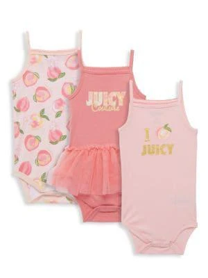 商品Juicy Couture|​Baby Girl’s 3-Piece Peach Logo Bodysuit Set,价格¥151,第1张图片