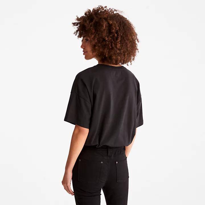 Cropped T-Shirt with Drawstring Hem for Women in Black商品第2张图片规格展示