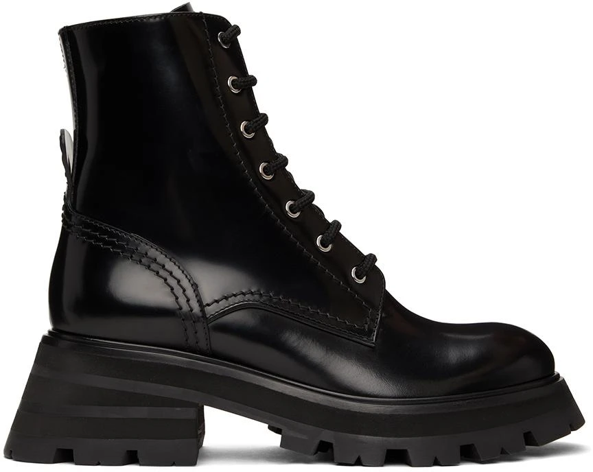 商品Alexander McQueen|Black Patent Lace-Up Boots,价格¥3527,第1张图片