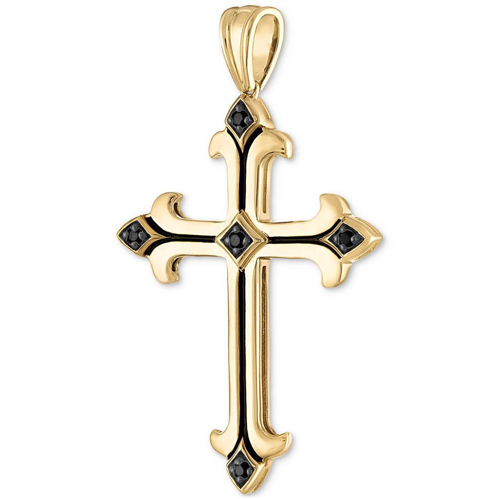 商品Esquire Men's Jewelry|Black Cubic Zirconia Cross Pendant in 14k Gold-Plated Sterling Silver, Created for Macy's,价格¥1718,第4张图片详细描述