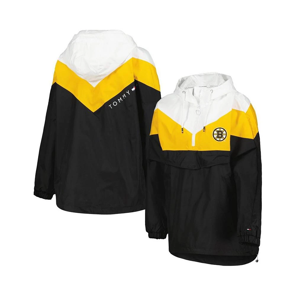 商品Tommy Hilfiger|Women's Black, Gold Boston Bruins Staci Half-Zip Windbreaker Jacket,价格¥919,第1张图片