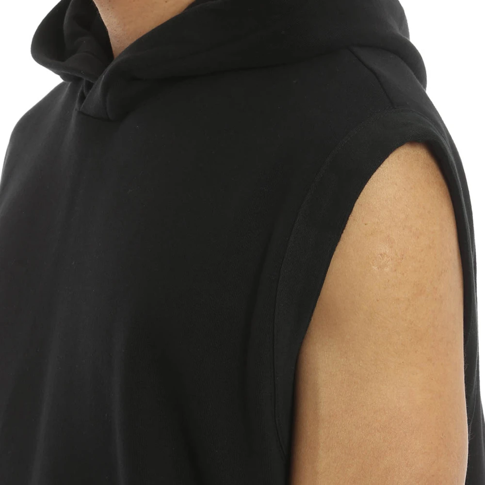 GIVENCHY 男士黑色棉质大码侧面拉链细节和不规则下摆无袖连帽卫衣 16S7219653-001 商品