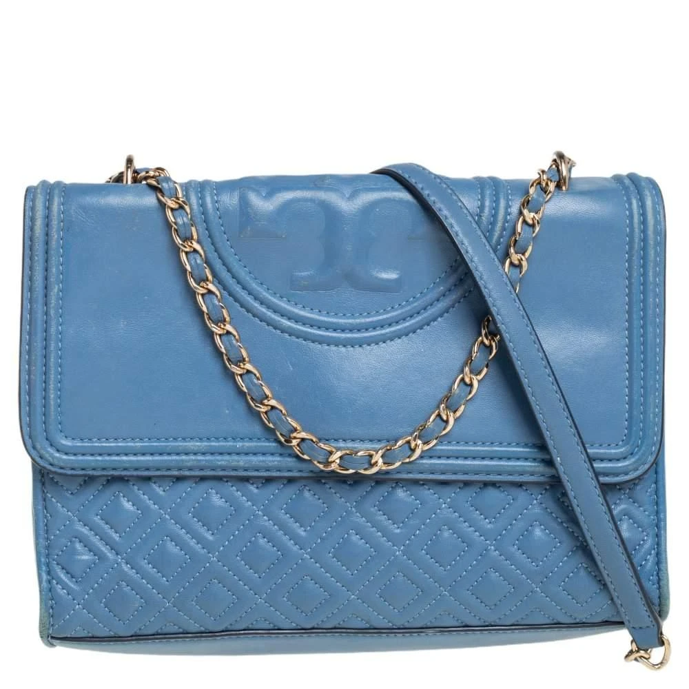 商品[二手商品] Tory Burch|Tory Burch Blue Leather Fleming Shoulder Bag,价格¥2059,第1张图片