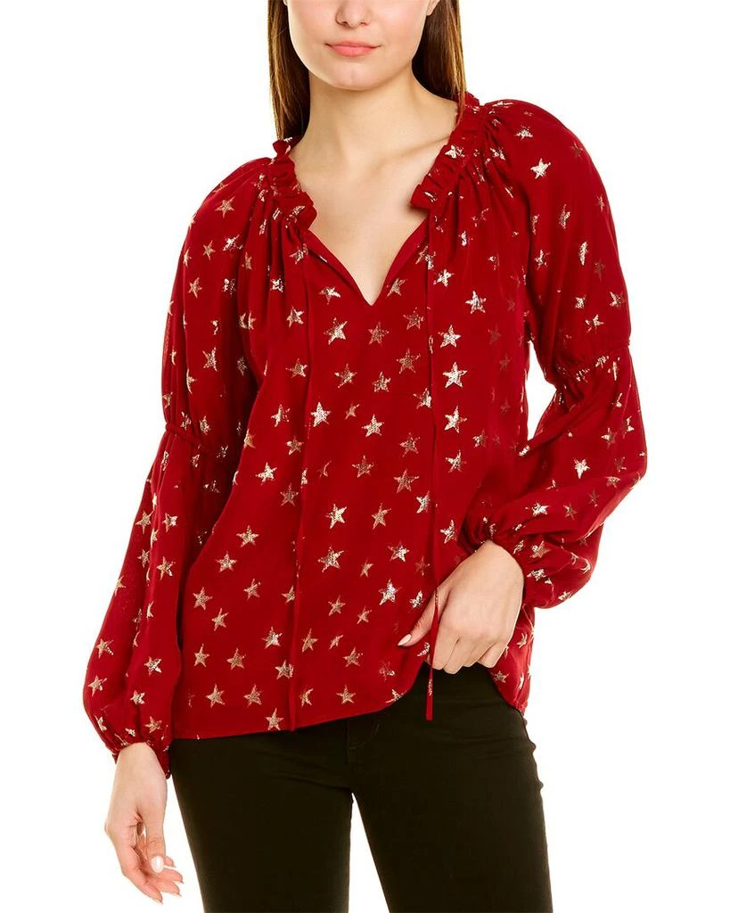 商品Nicole Miller|Nicole Miller Star Lurex Peasant Blouse,价格¥433,第1张图片