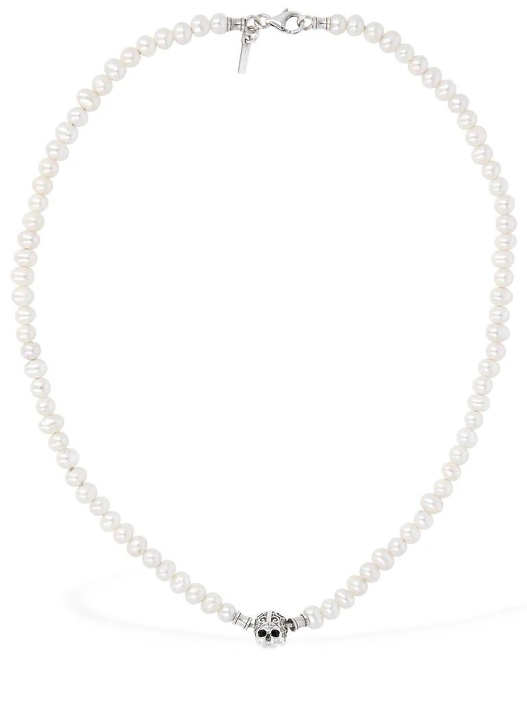 商品Emanuele Bicocchi|Small Pearl Necklace W/ Arabesque Skull,价格¥895,第1张图片