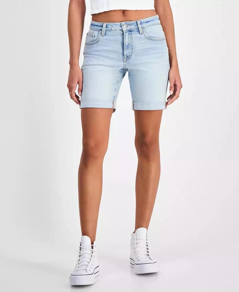 商品Celebrity Pink|Juniors' Cuffed Hem Bermuda Denim Shorts,价格¥135,第1张图片