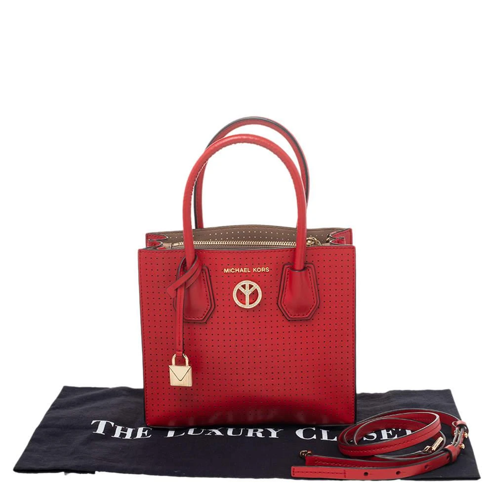 Michael Kors Red Perforated Leather Mini Mercer Tote 商品