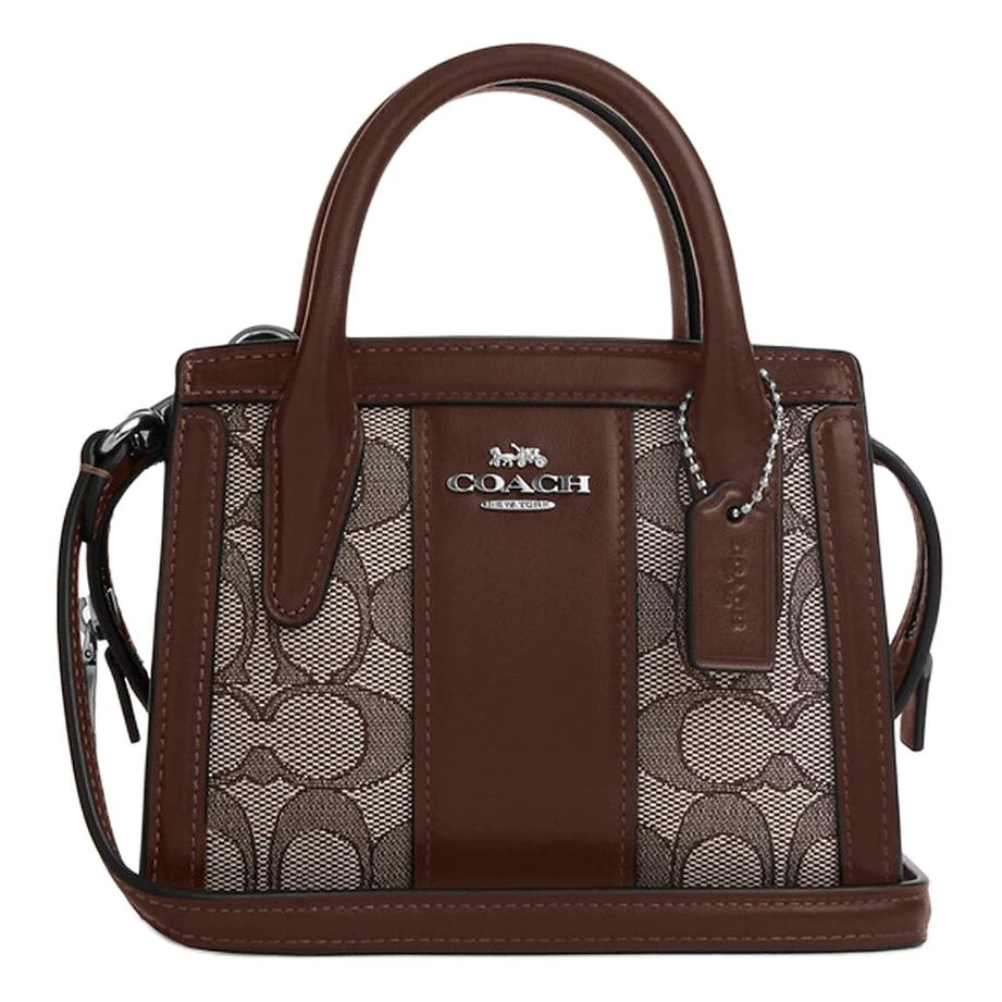 商品[国内直发] Coach|蔻驰 Carryall 15 品牌徽标拉链闭合 精致小牛皮 单肩斜挎手提包 迷你 女款 橡木拼枫木,价格¥1457,第1张图片