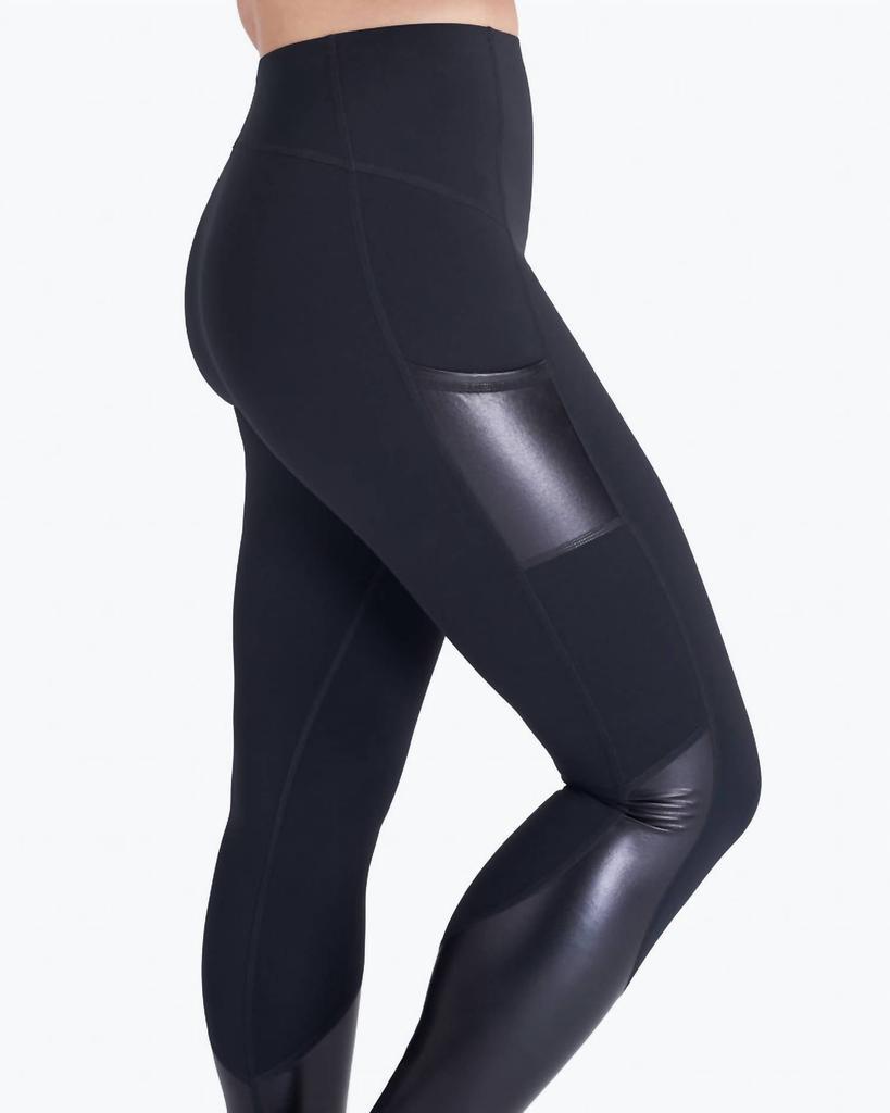 商品SPANX|Gloss Pocket Legging in Very Black,价格¥641,第1张图片详细描述