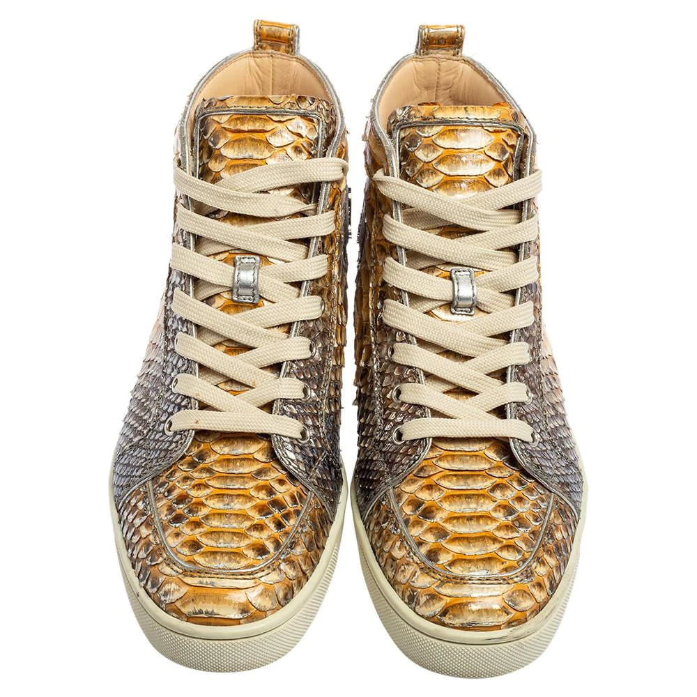 商品[二手商品] Christian Louboutin|Christian Louboutin Metallic Mustard/Brown Python Leather Rantus Orlato High-Top Sneakers Size 41,价格¥3246,第3张图片详细描述