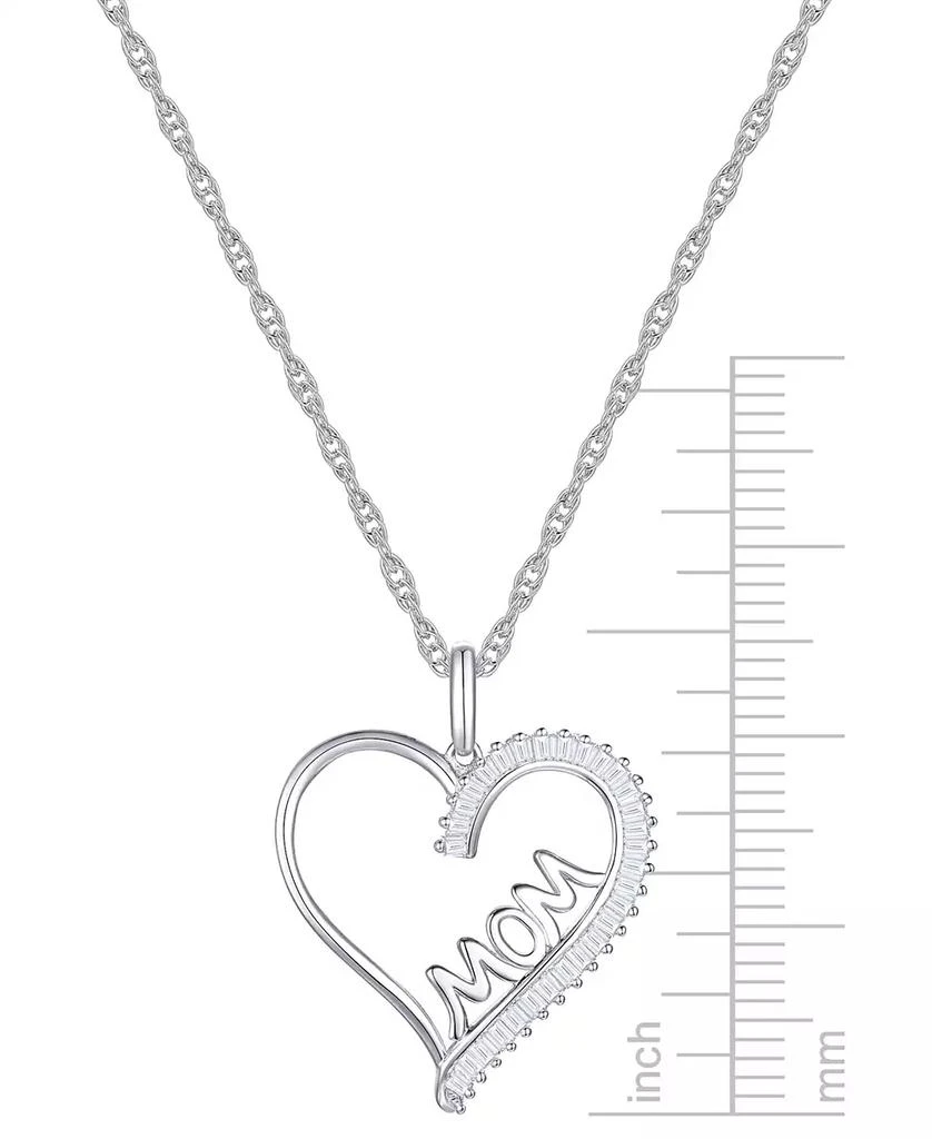 商品Macy's|Diamond Baguette MOM Heart 18" Pendant Necklace (1/5 ct. t.w.) in Sterling Silver,价格¥741,第3张图片详细描述