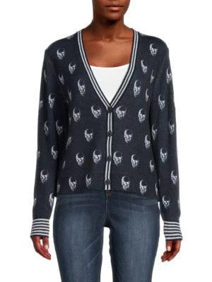商品360 Cashmere|Skull Print Cashmere Cardigan,价格¥633,第1张图片