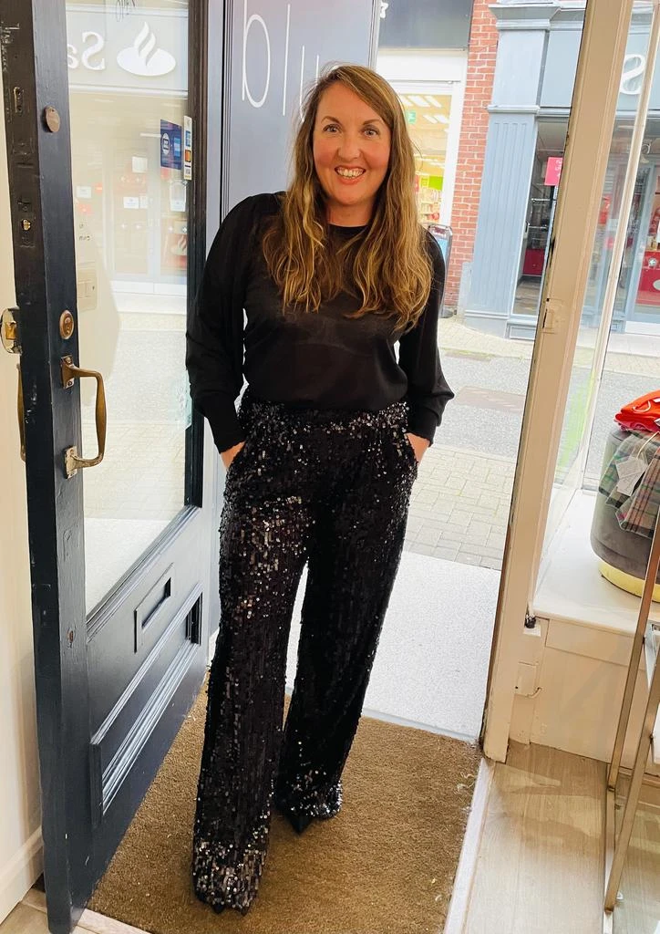 商品PATRIZIA|Patrizia Pepe Black sequin Trousers,价格¥816,第1张图片