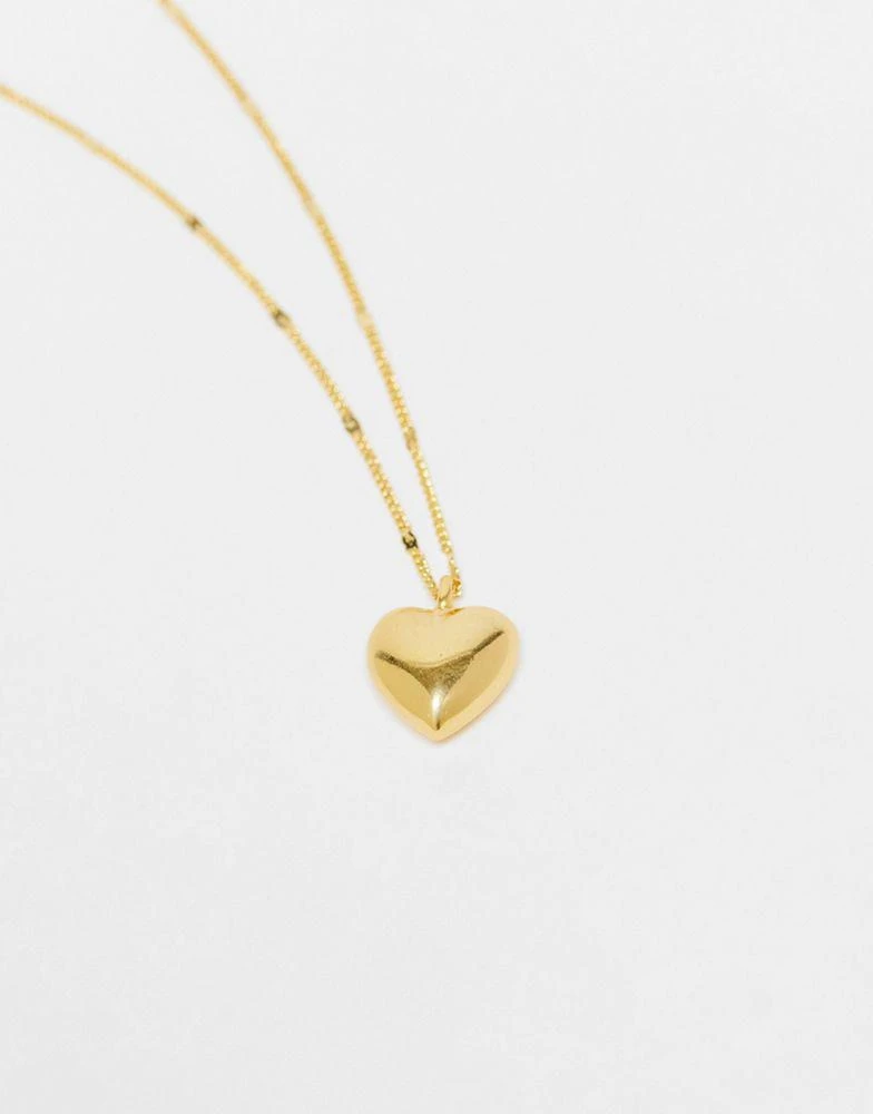 商品ASOS|ASOS DESIGN 14k gold plated necklace with puff heart pendant,价格¥106,第3张图片详细描述