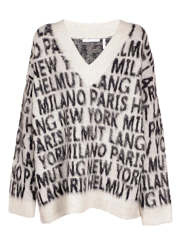 商品Helmut Lang|Helmut Lang Allover Logo Printed V-Neck Sweater,价格¥2319,第1张图片