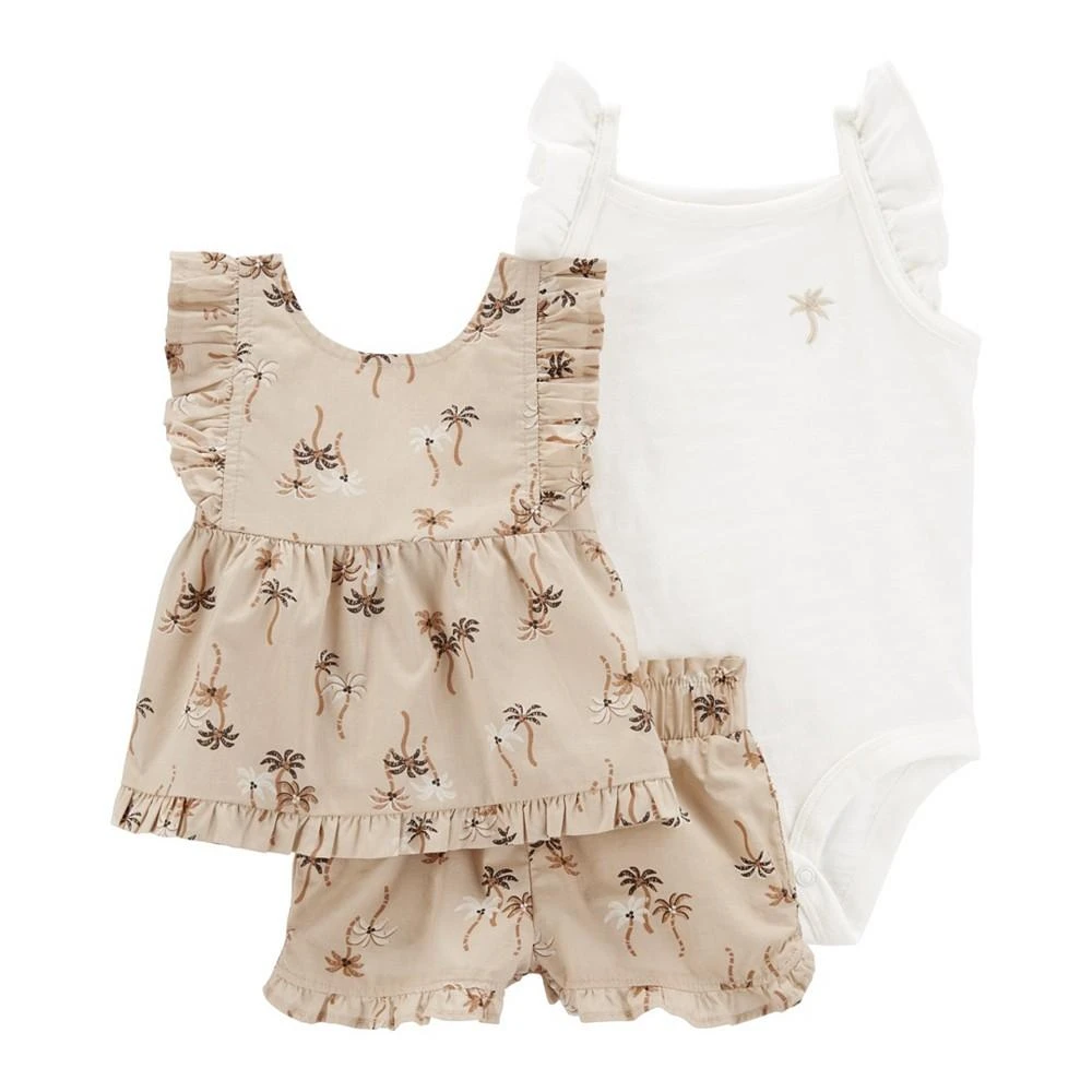 商品Carter's|Baby Girls 3 Piece Palm Tree Outfit Set,价格¥119,第1张图片