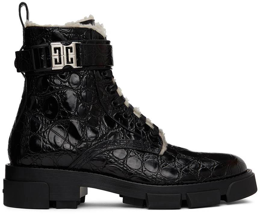 商品Givenchy|Black Terra Shearling-Lined Combat Boots,价格¥3466,第1张图片