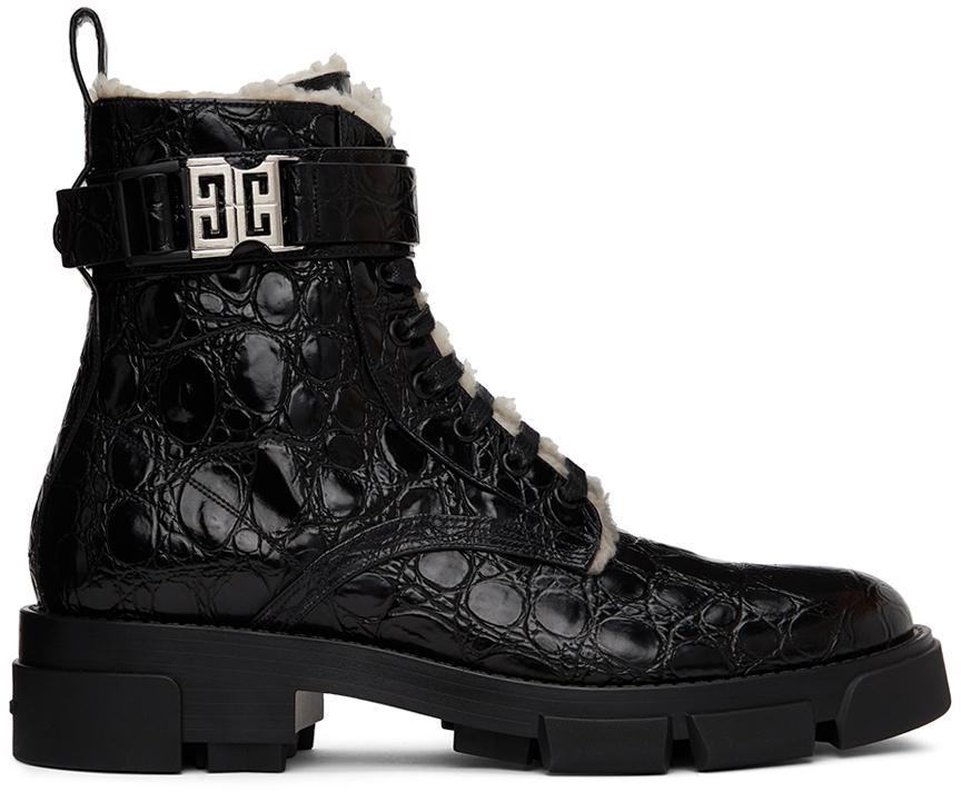 商品Givenchy|黑色 Terra Shearling-Lined Combat 踝靴,价格¥12491,第1张图片