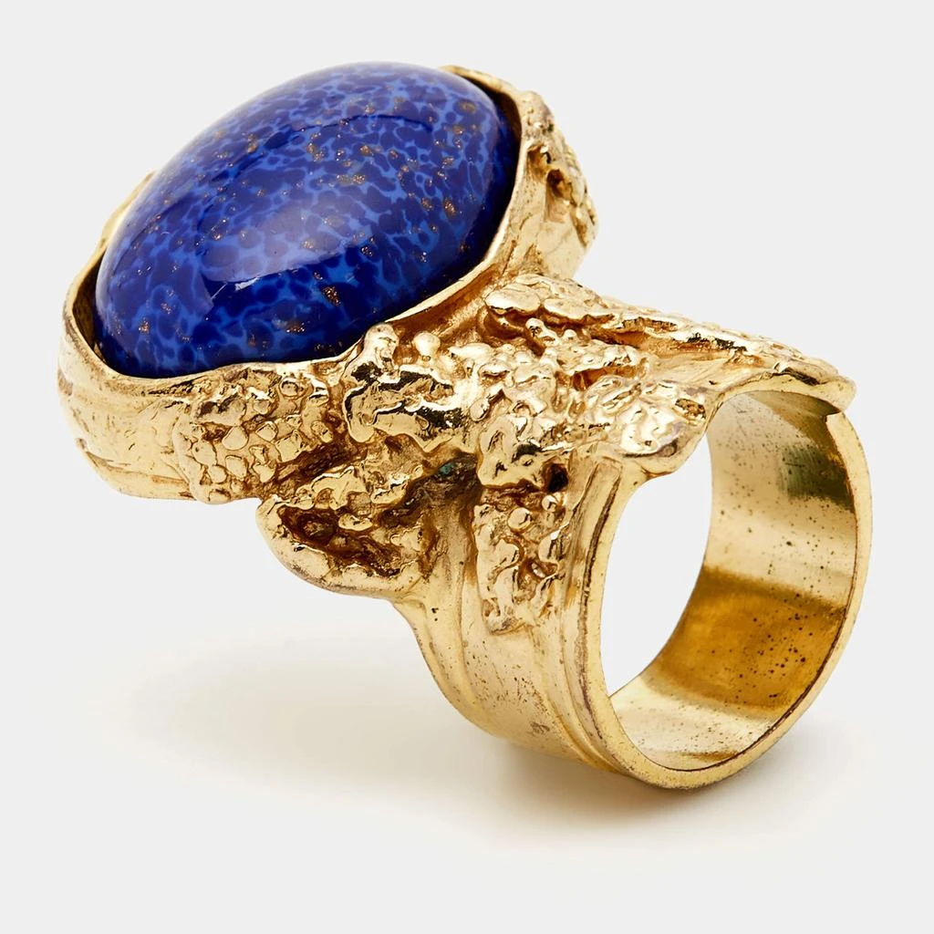 商品[二手商品] Yves Saint Laurent|Yves Saint Laurent Arty Glass Gold Tone Ring Size 57,价格¥1760,第4张图片详细描述