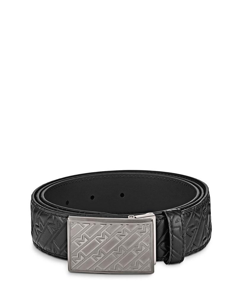Plate Buckle Embossed Leather Belt商品第1张图片规格展示