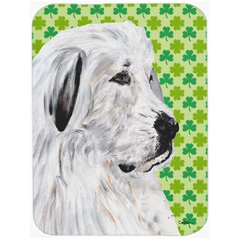 商品Caroline's Treasures|SC9738LCB Great Pyrenees Large Size Lucky Shamrock St. Patricks Day Glass Cutting Board,价格¥267,第1张图片