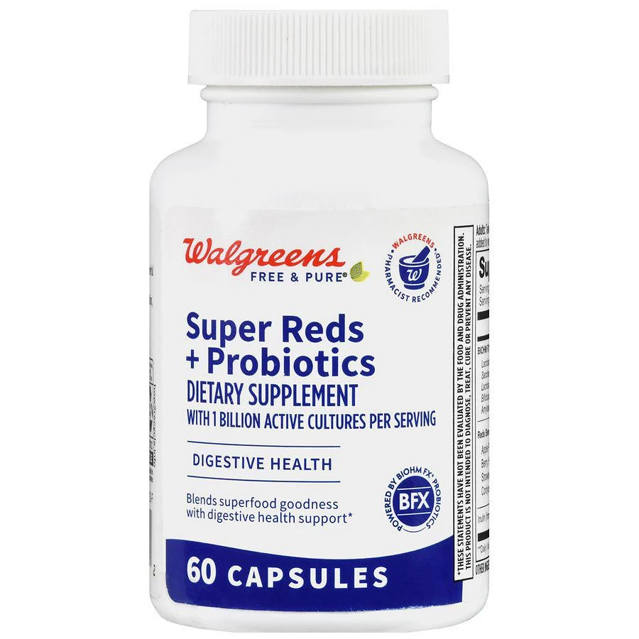 商品Walgreens Free & Pure|Super Reds + Probiotics Capsules (30 days),价格¥166,第2张图片详细描述