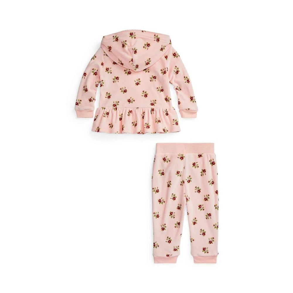 商品Ralph Lauren|Baby Girls Floral Velour Hoodie and Jogger Pants Set,价格¥270,第2张图片详细描述