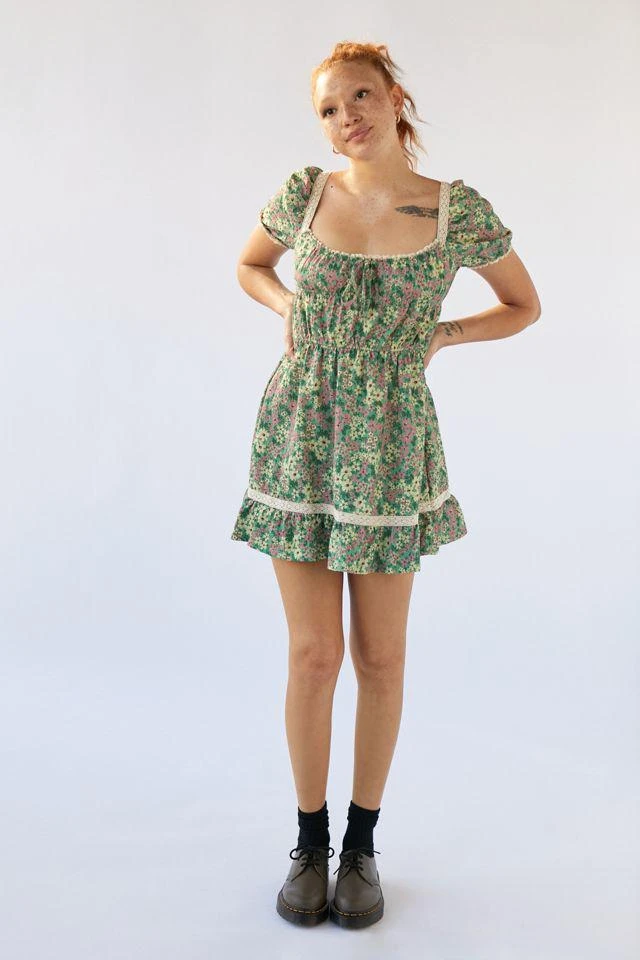 商品Urban Outfitters|UO Prairie Floral Scoop Neck Mini Dress,价格¥156,第4张图片详细描述