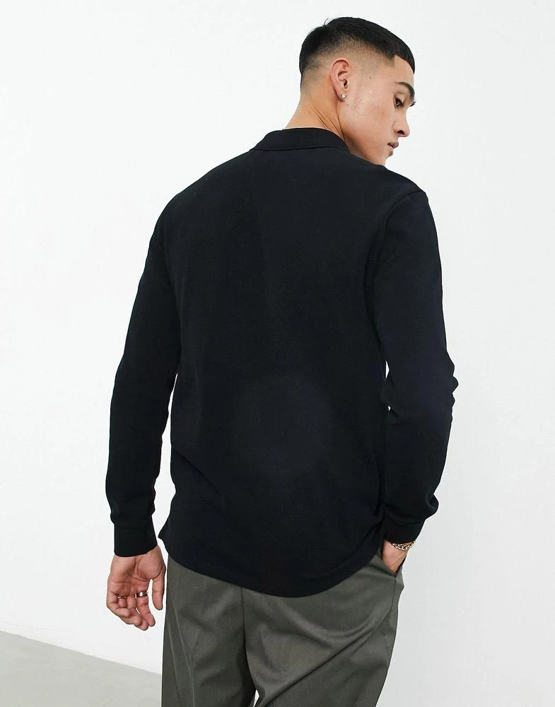 商品Paul Smith|PS Paul Smith regular fit logo long sleeve polo in black,价格¥885,第4张图片详细描述