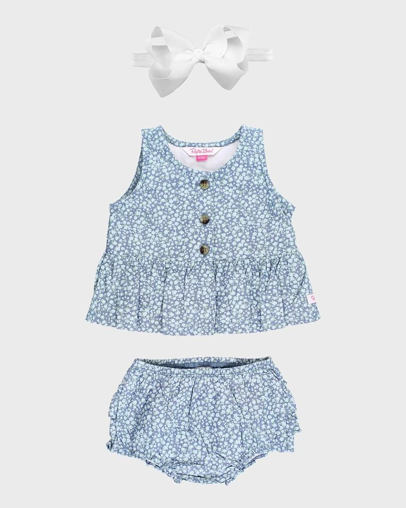 商品RuffleButts|Girl's Summertime Swing Top, Bloomer and Headband Set, Size 0M-2T,价格¥420,第1张图片