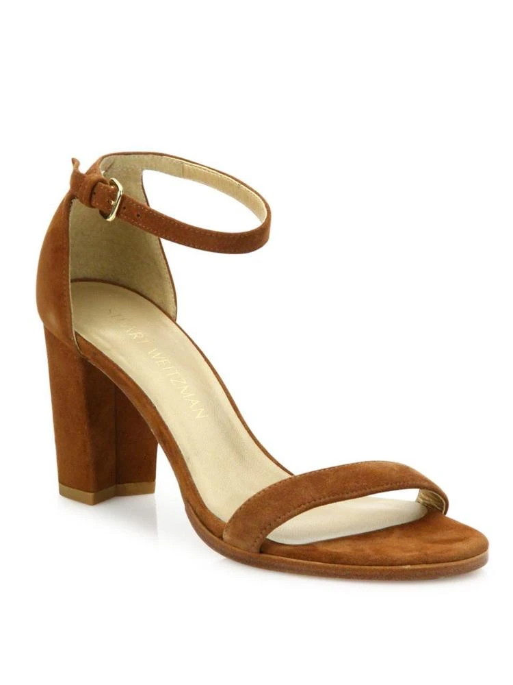 商品Stuart Weitzman|Nearlynude Suede Block-Heel Sandals,价格¥2986,第1张图片