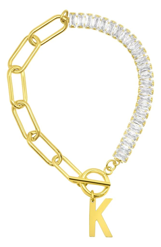 商品ADORNIA|Crystal & Paper Clip Chain Initial Bracelet,价格¥143,第1张图片