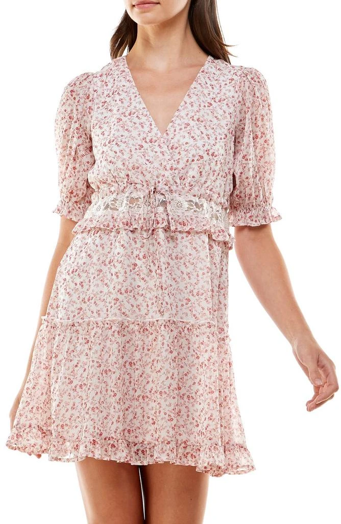 商品ROW A|Floral Lace Trim Chiffon Minidress,价格¥271,第4张图片详细描述