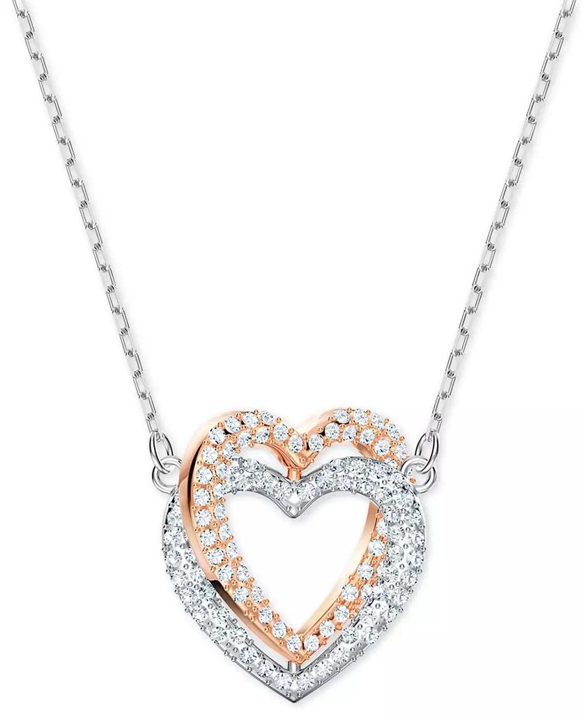 商品Swarovski|Two-Tone Crystal Double Heart Pendant Necklace, 14-7/8" + 2" extender,价格¥768,第1张图片