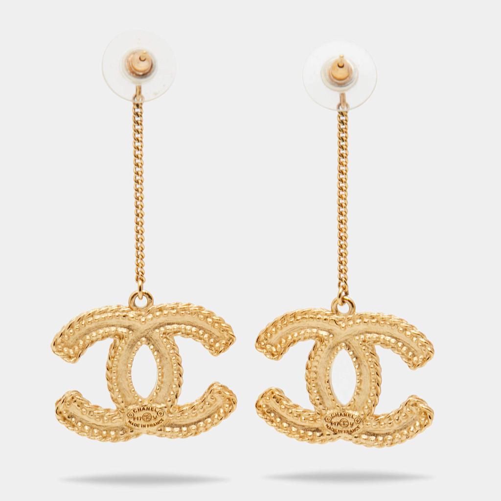 Chanel CC Gold Tone Earrings商品第3张图片规格展示