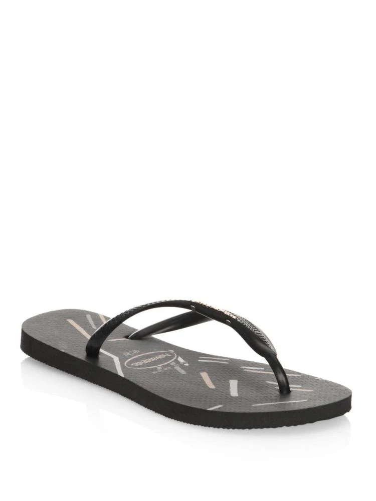 商品Havaianas|Slim Logo Metal Rubber Flip Flops,价格¥97,第1张图片